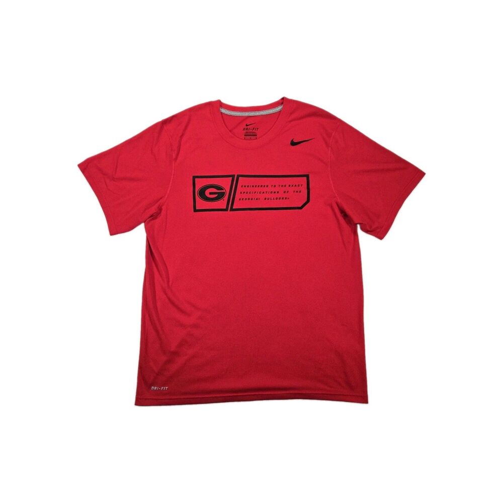 Mens Nike Dri-FIT Georgia Bulldogs UGA T Shirt Red Black Medium NCAA SEC Tee